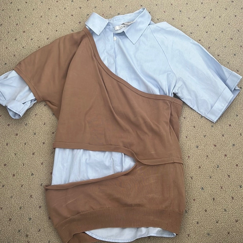 ICB button down shirt with sweater detail